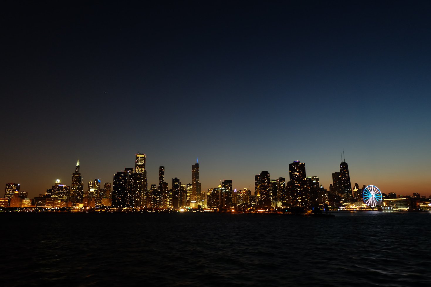 Panoramic View of Lighted City at Night