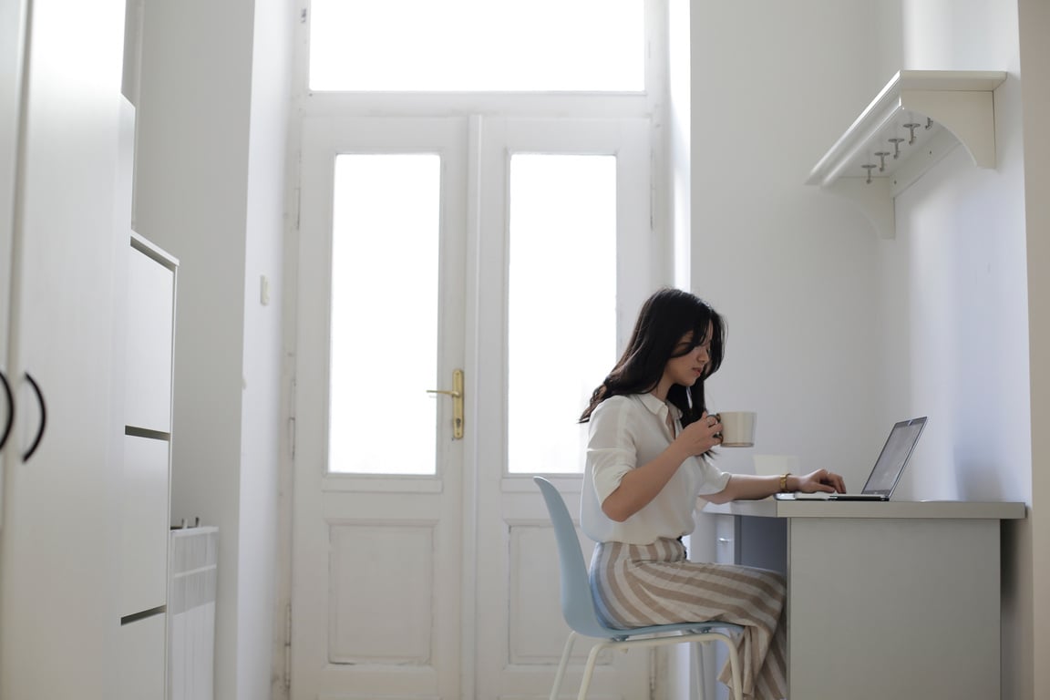 Asian freelancer working at home